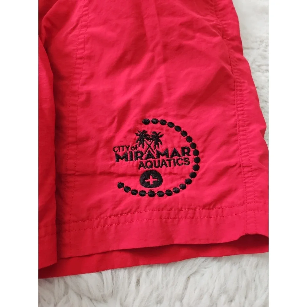 Original Watermen Men's Swim Trunks Large Red City of Miramar Aquatics Board